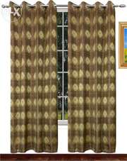 Buy Brown and Golden Premium Curtain